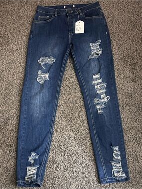 Pearl Jeans Dark Blue Ripped Skinny Jeans